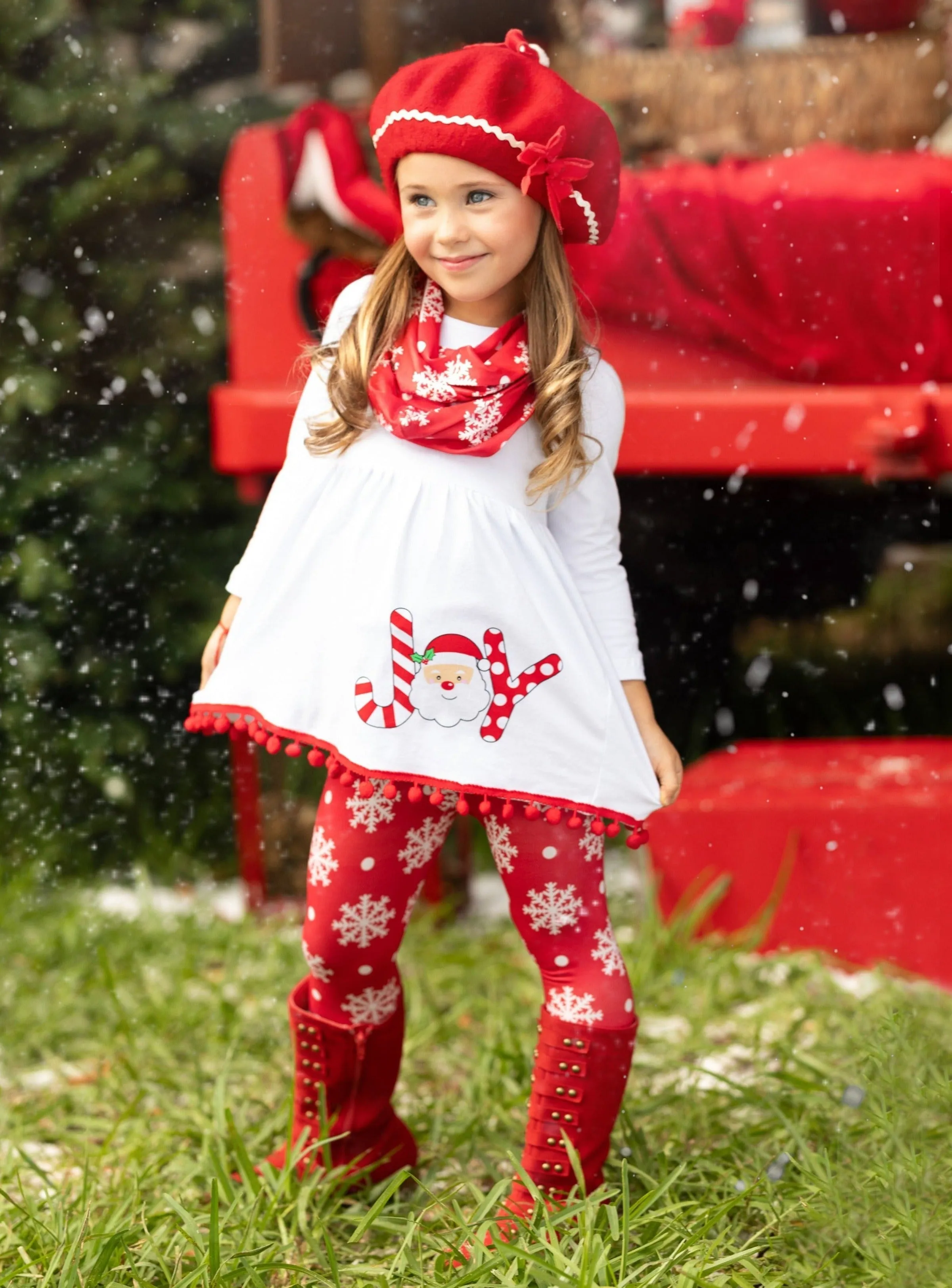 Joyful Days Tunic, Leggings, And Scarf Christmas Set