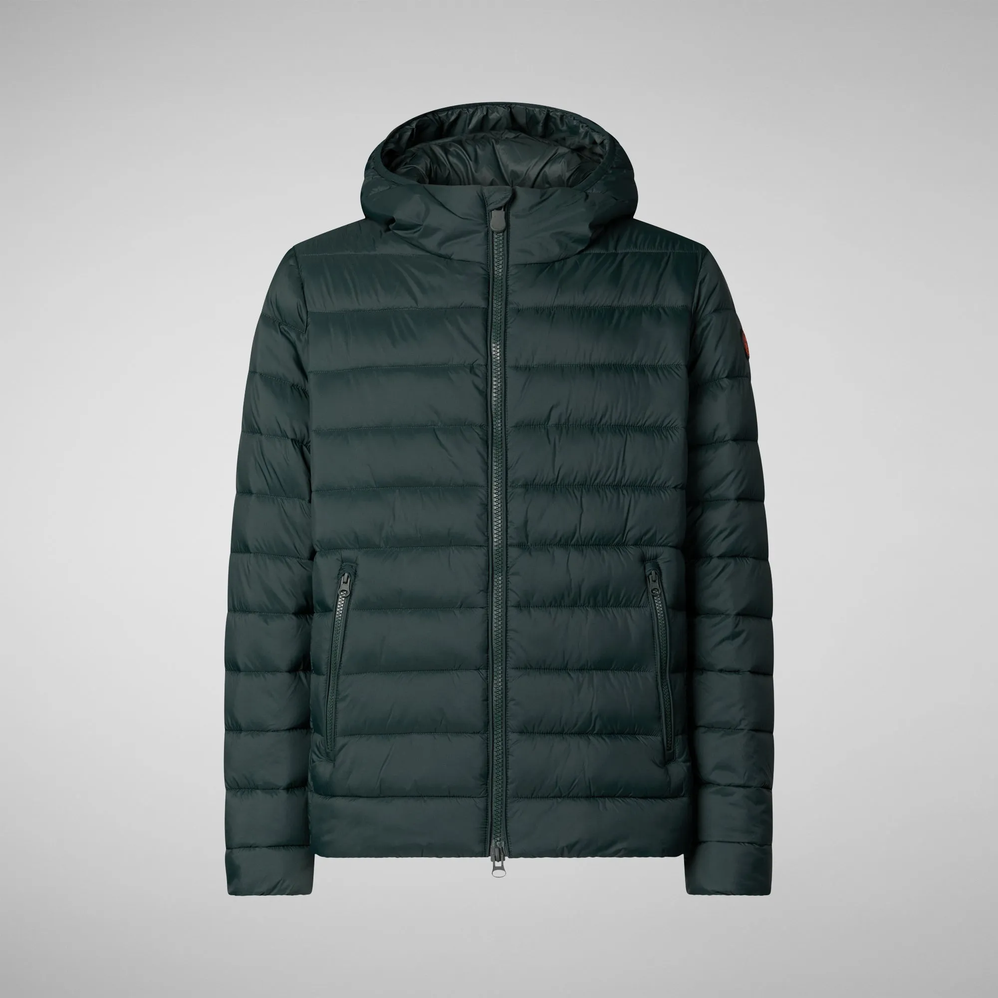 Man's animal free hooded puffer jacket Hector in green black