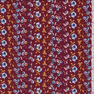 Maroon Mini Floral Crepe Fabric