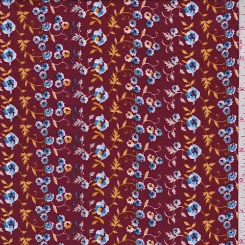 Maroon Mini Floral Crepe Fabric