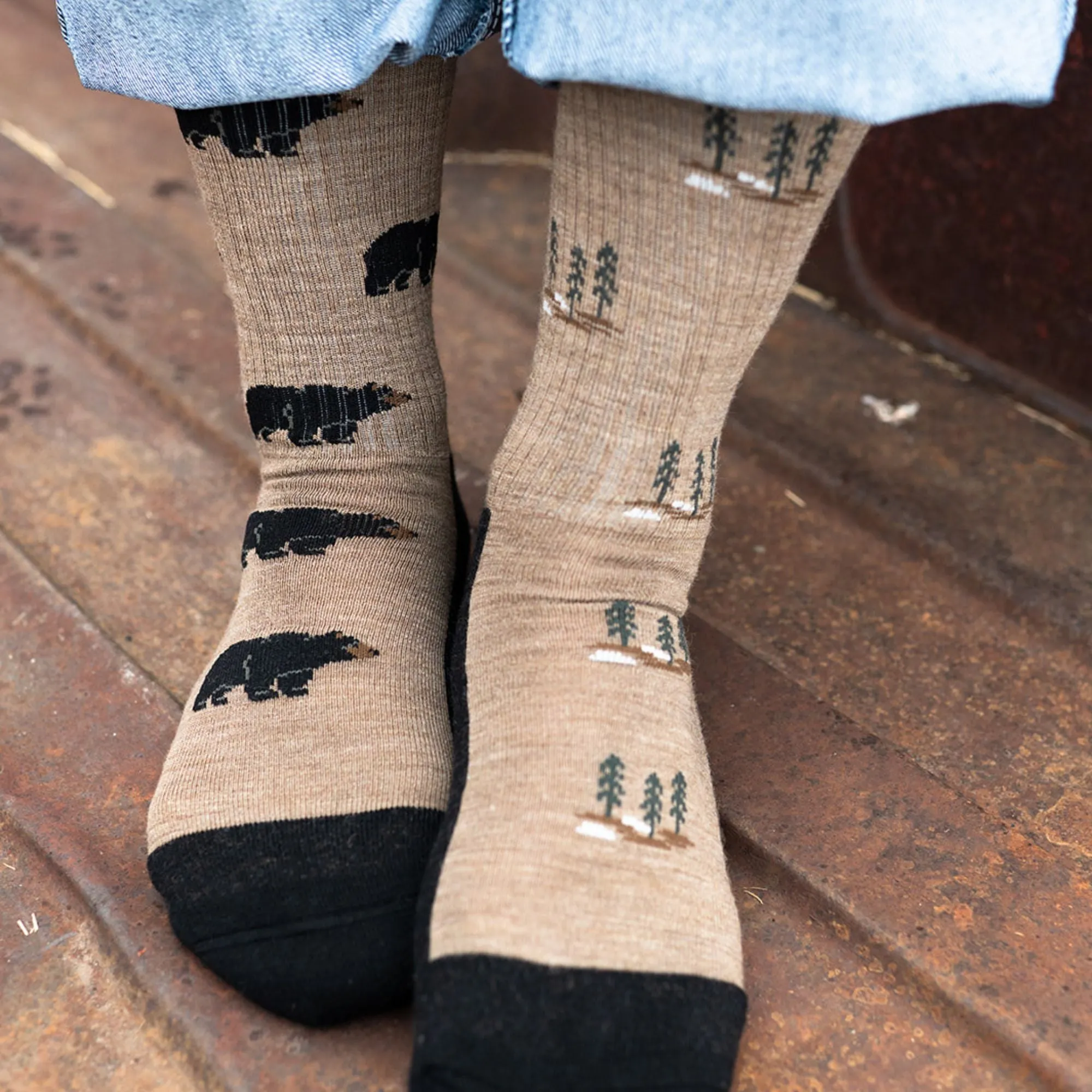 Men's Bear and Tree Merino Wool Socks