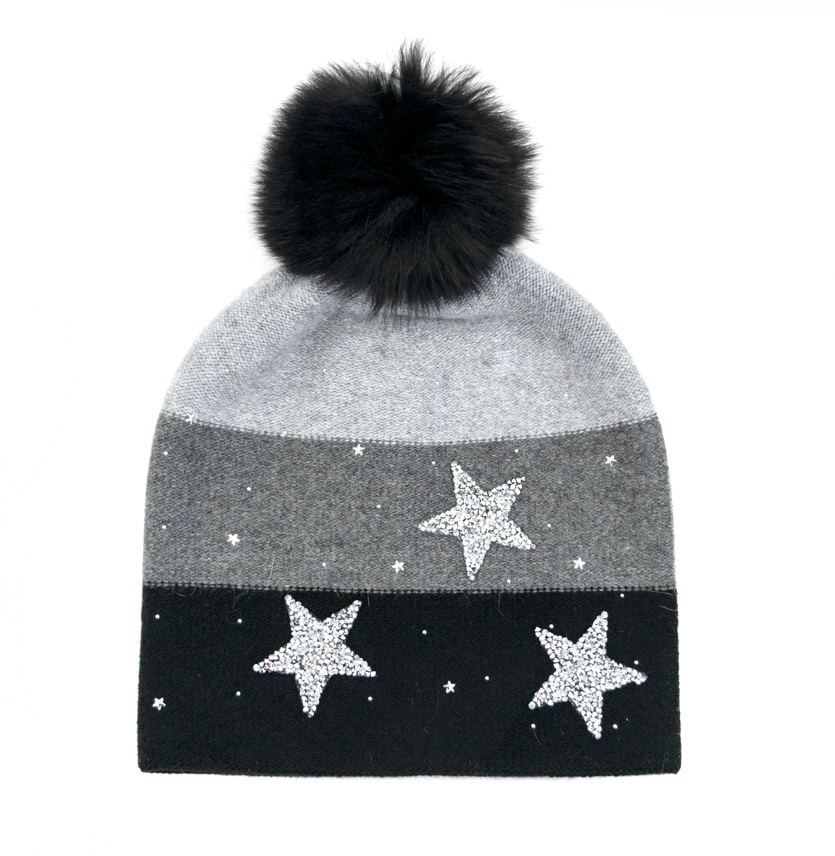 Mitchie's | Knit Beanie with Stars and Fur Pom