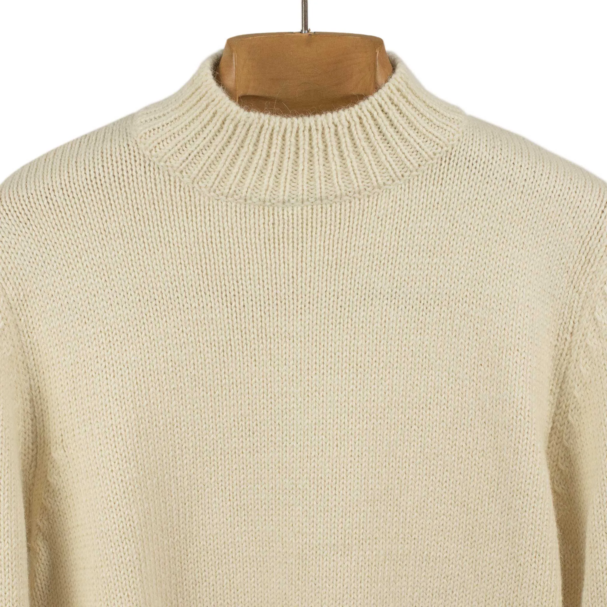 Mock neck sweater in ecru merino alpaca mix (restock)