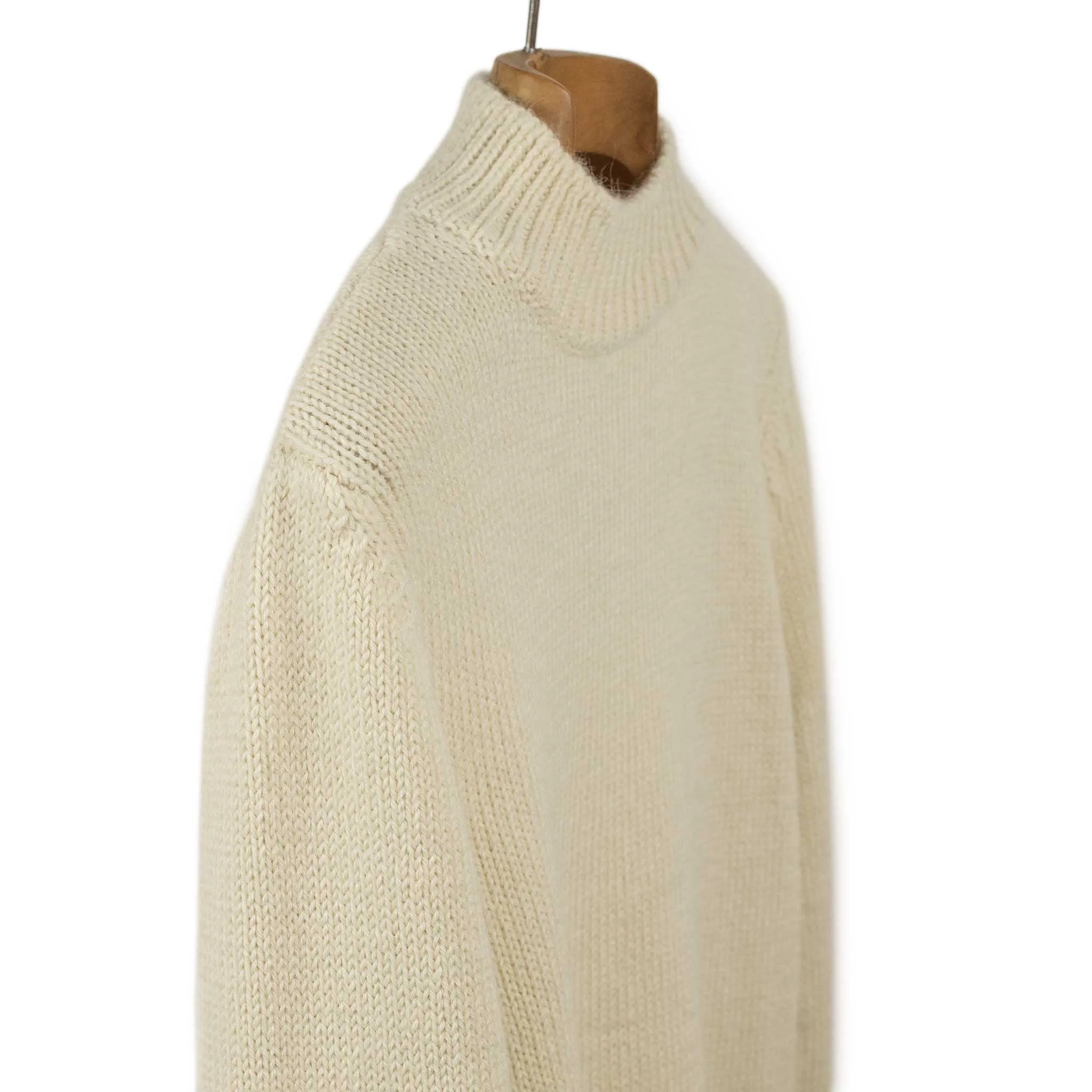 Mock neck sweater in ecru merino alpaca mix (restock)