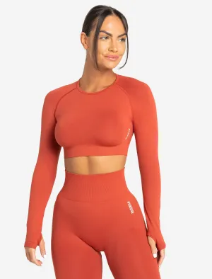 Move Seamless Long Sleeve Crop Top - Burnt Red