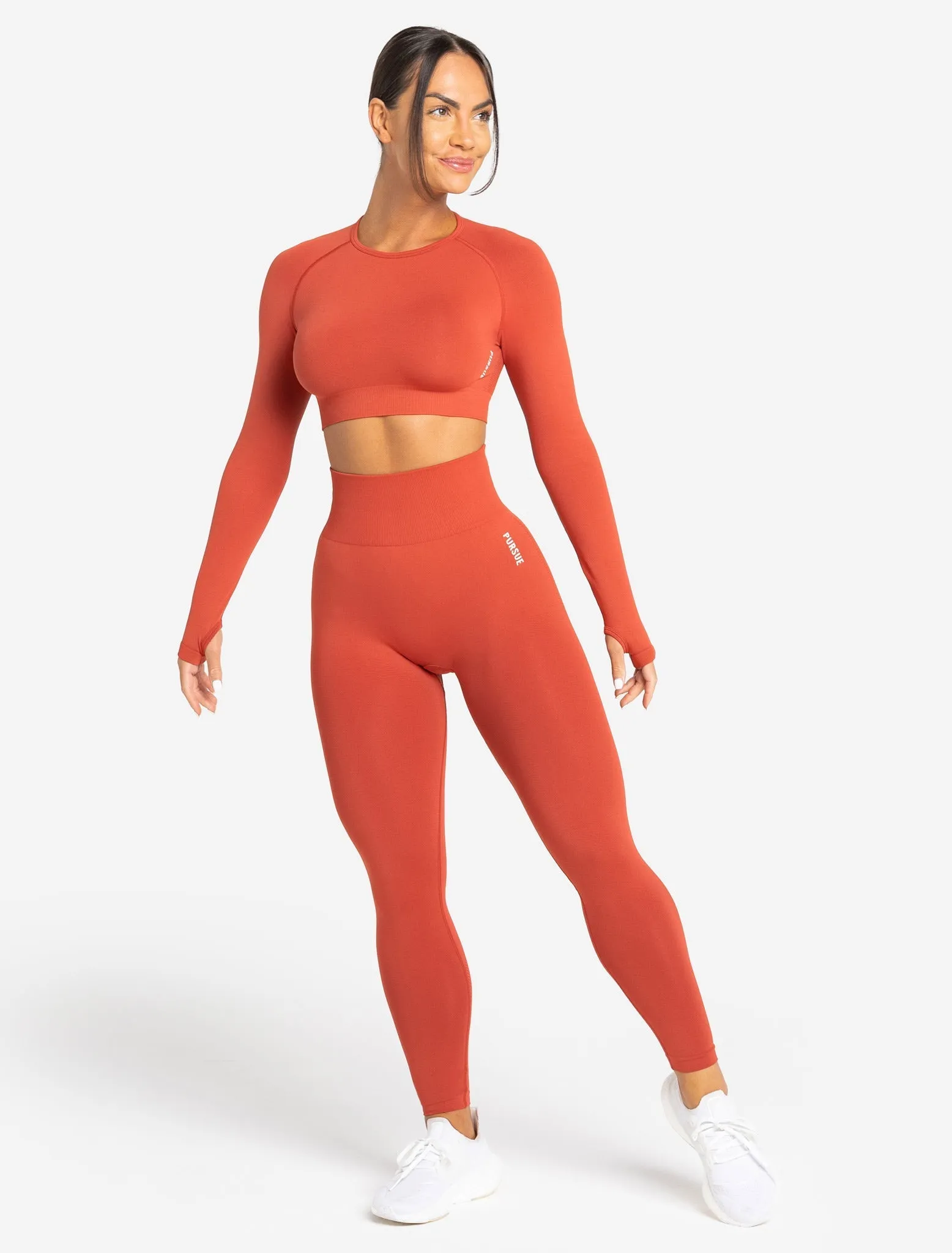 Move Seamless Long Sleeve Crop Top - Burnt Red