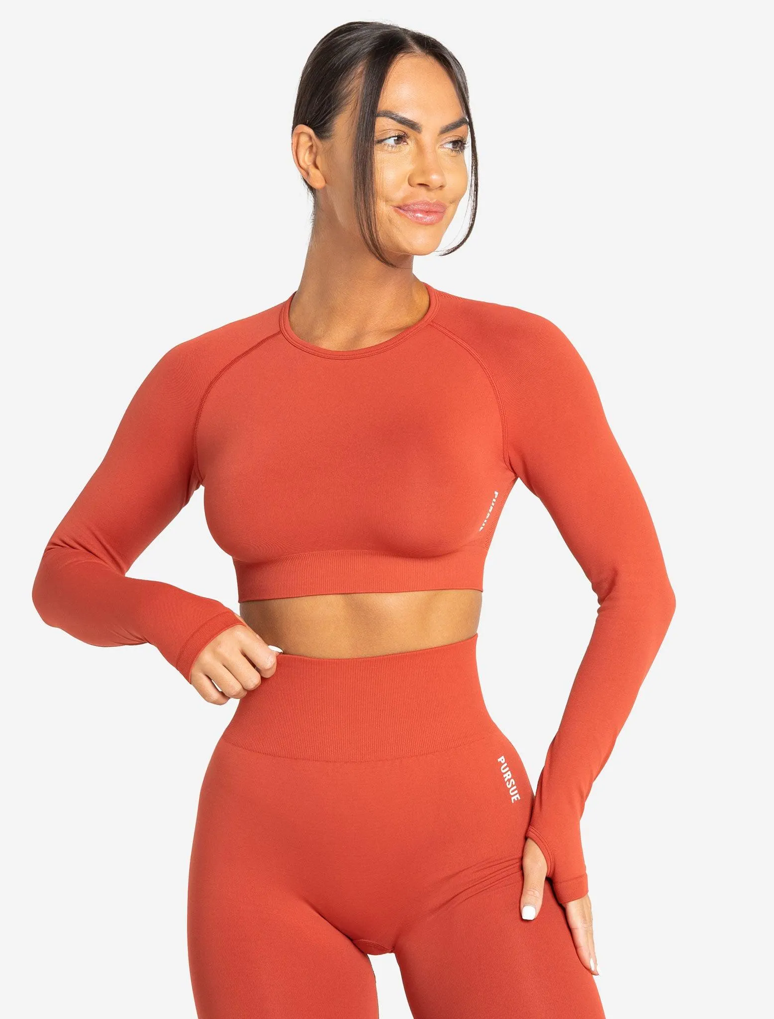 Move Seamless Long Sleeve Crop Top - Burnt Red