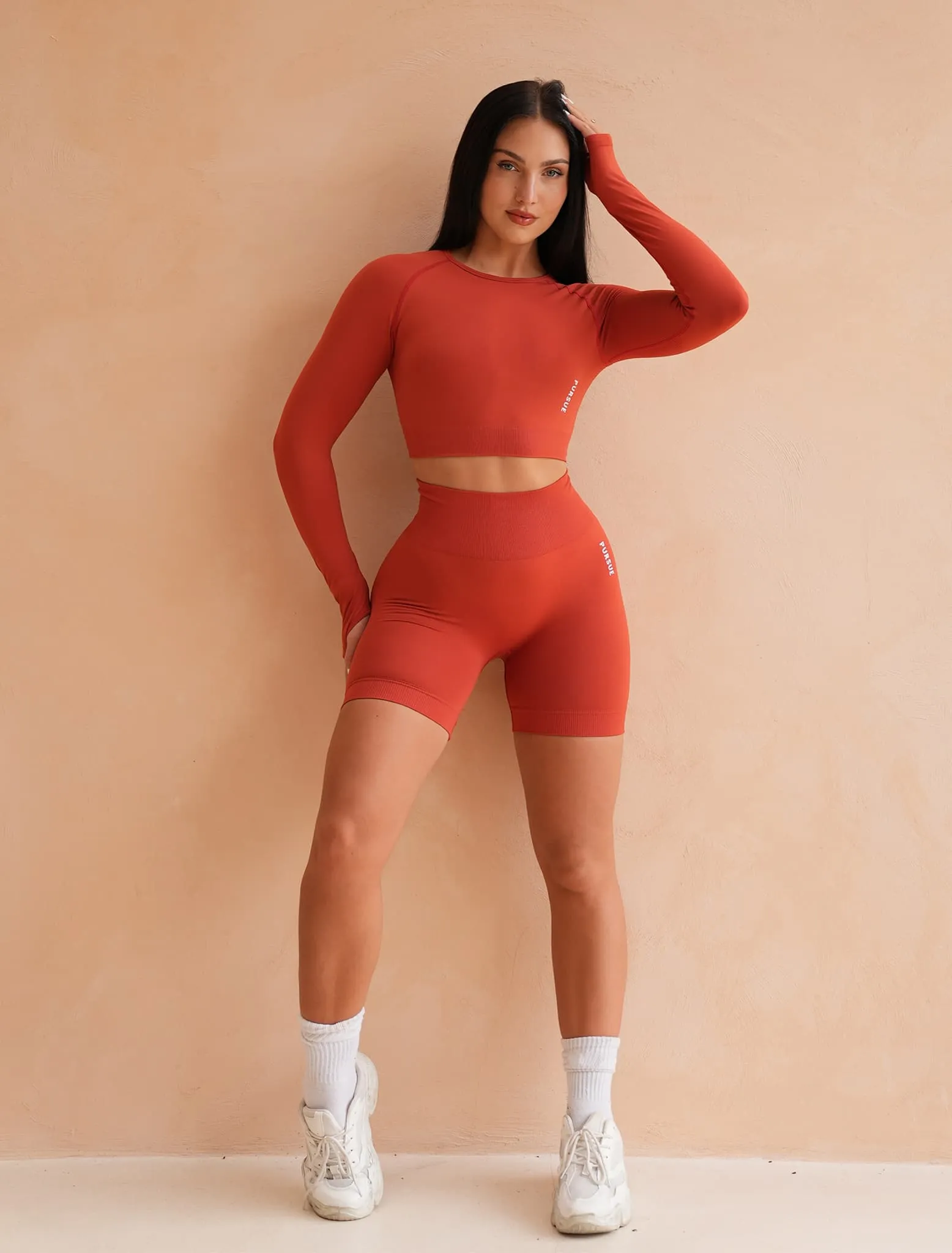 Move Seamless Long Sleeve Crop Top - Burnt Red