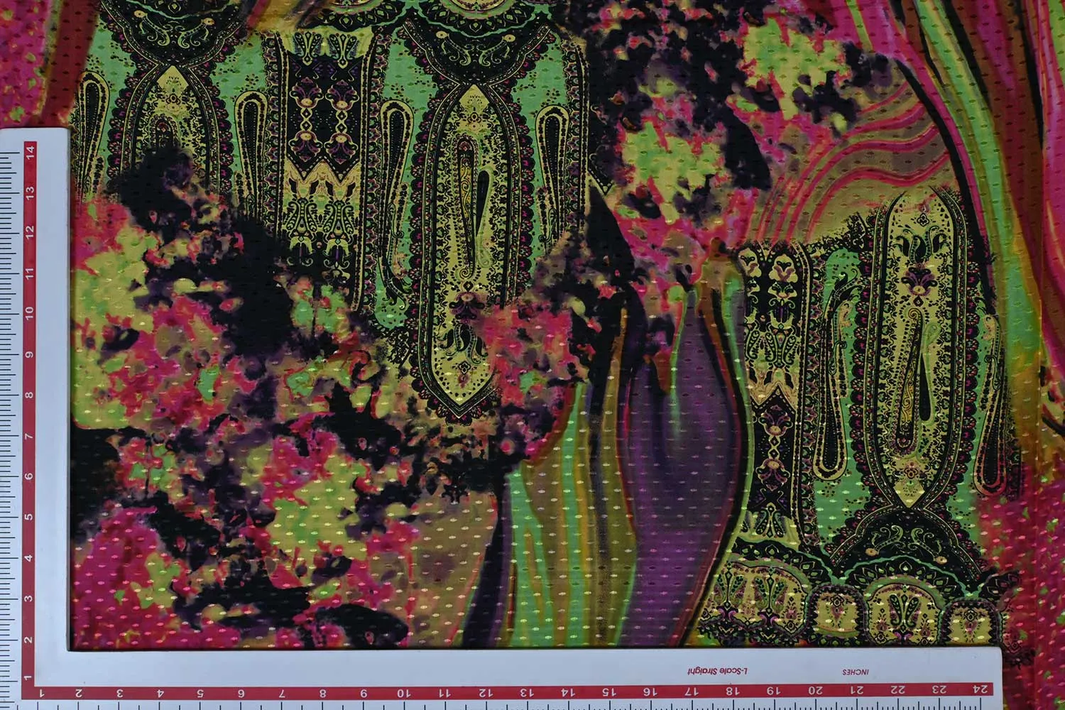 Multicolor Abstract Printed Viscose Dobby Buta Fabric