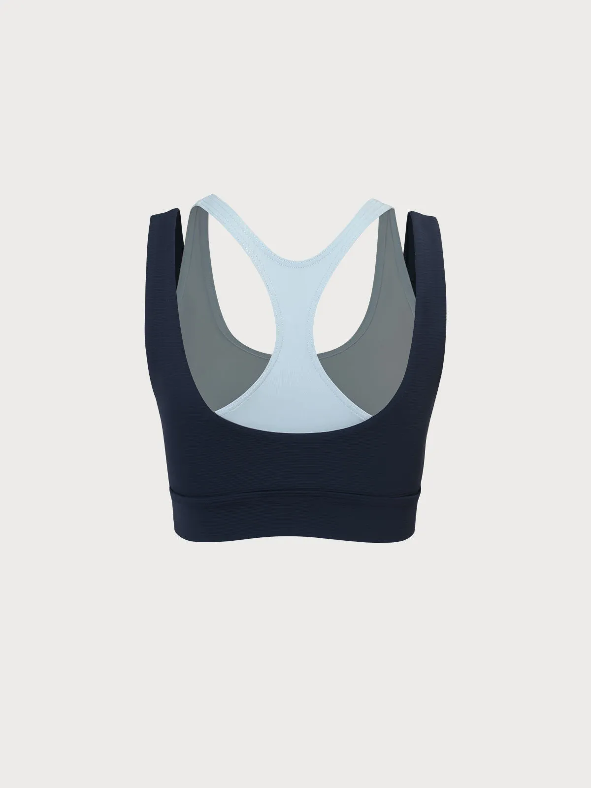 Navy Contrast U-shape Tank Top--Light Support