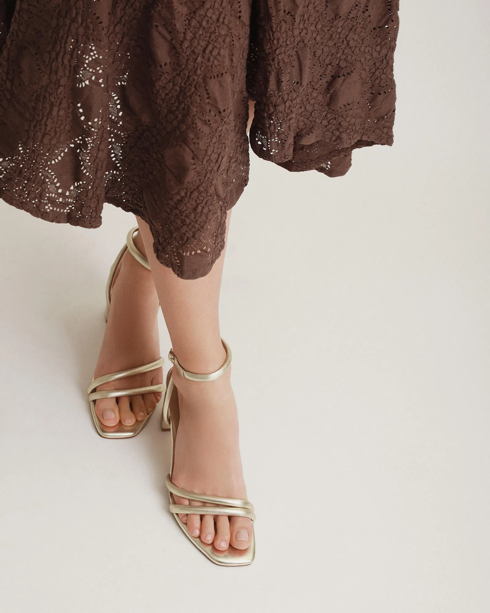 NINO HIGH HEEL SANDALS SOFT GOLD LEATHER