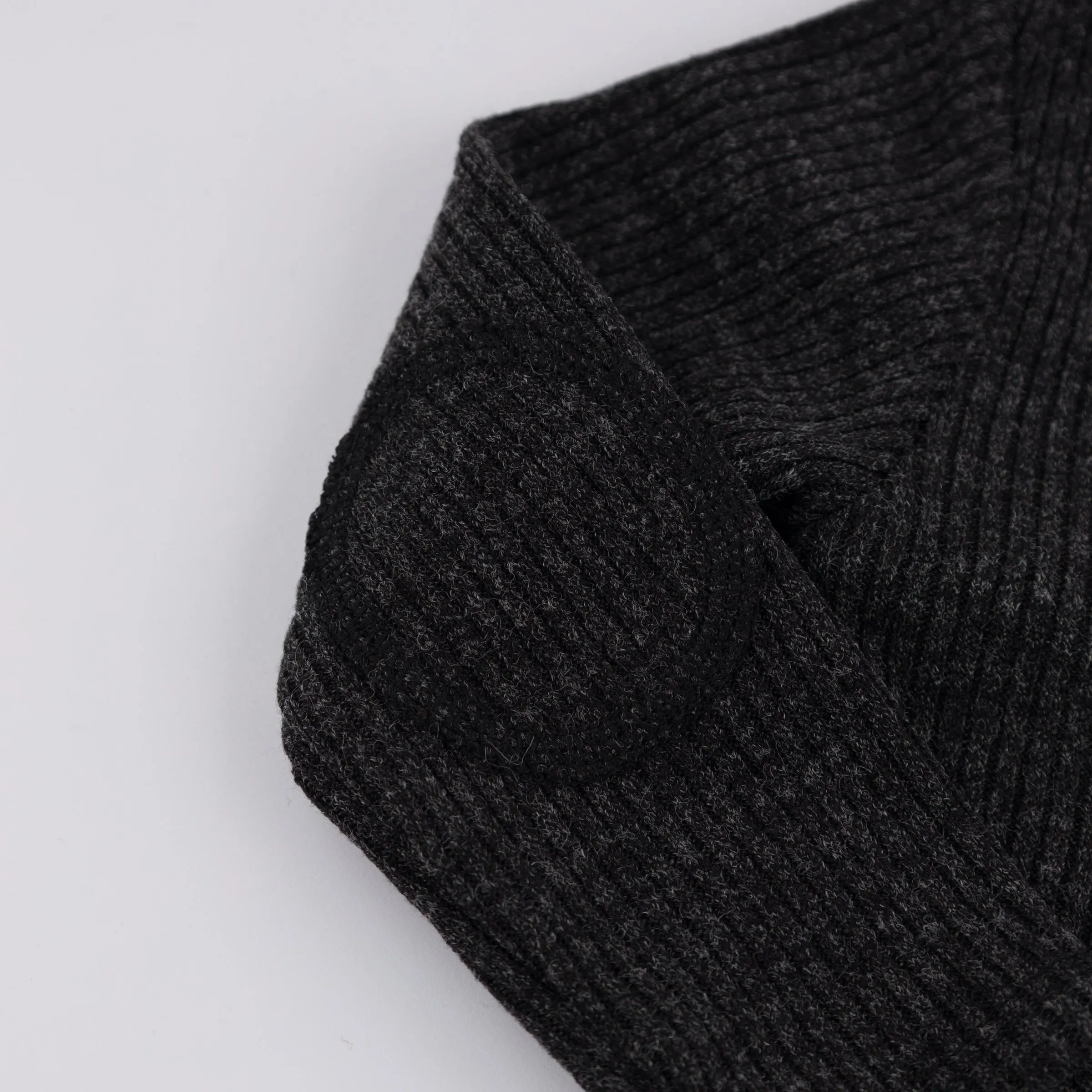 oh baby! Wide Rib Fuzzy Sweater Knit Elbow Patch Henley - Charcoal Pepper