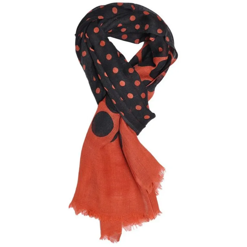 Orange Polka Wool Lightweight Scarf