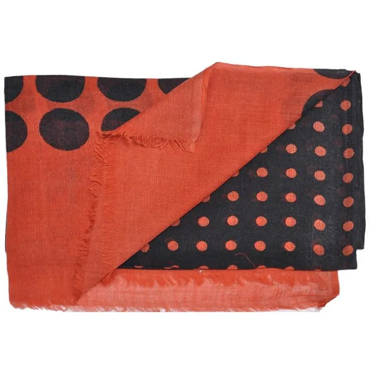 Orange Polka Wool Lightweight Scarf