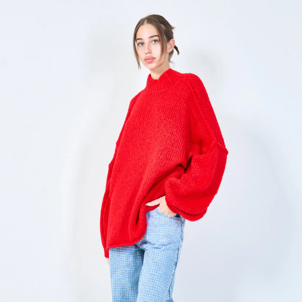 Oversized chunky knit poncho wholesale