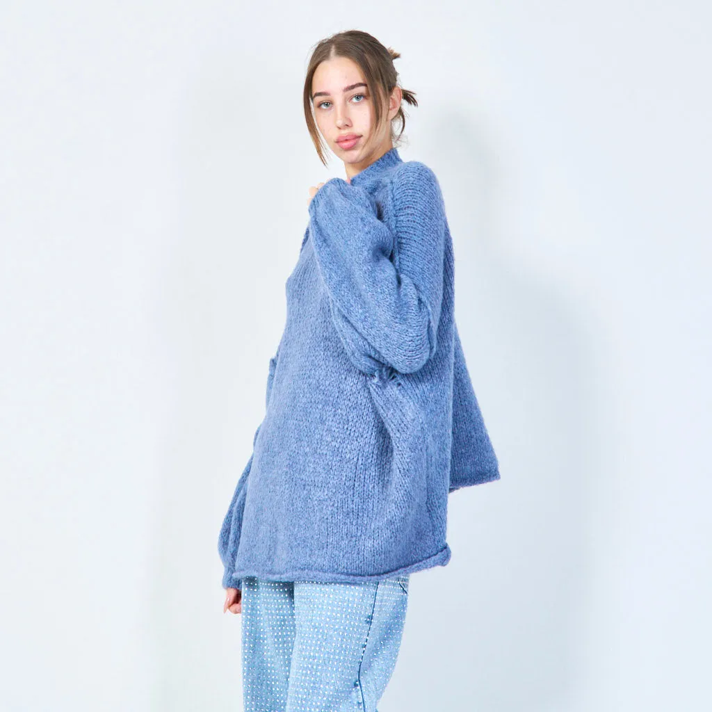 Oversized chunky knit poncho wholesale