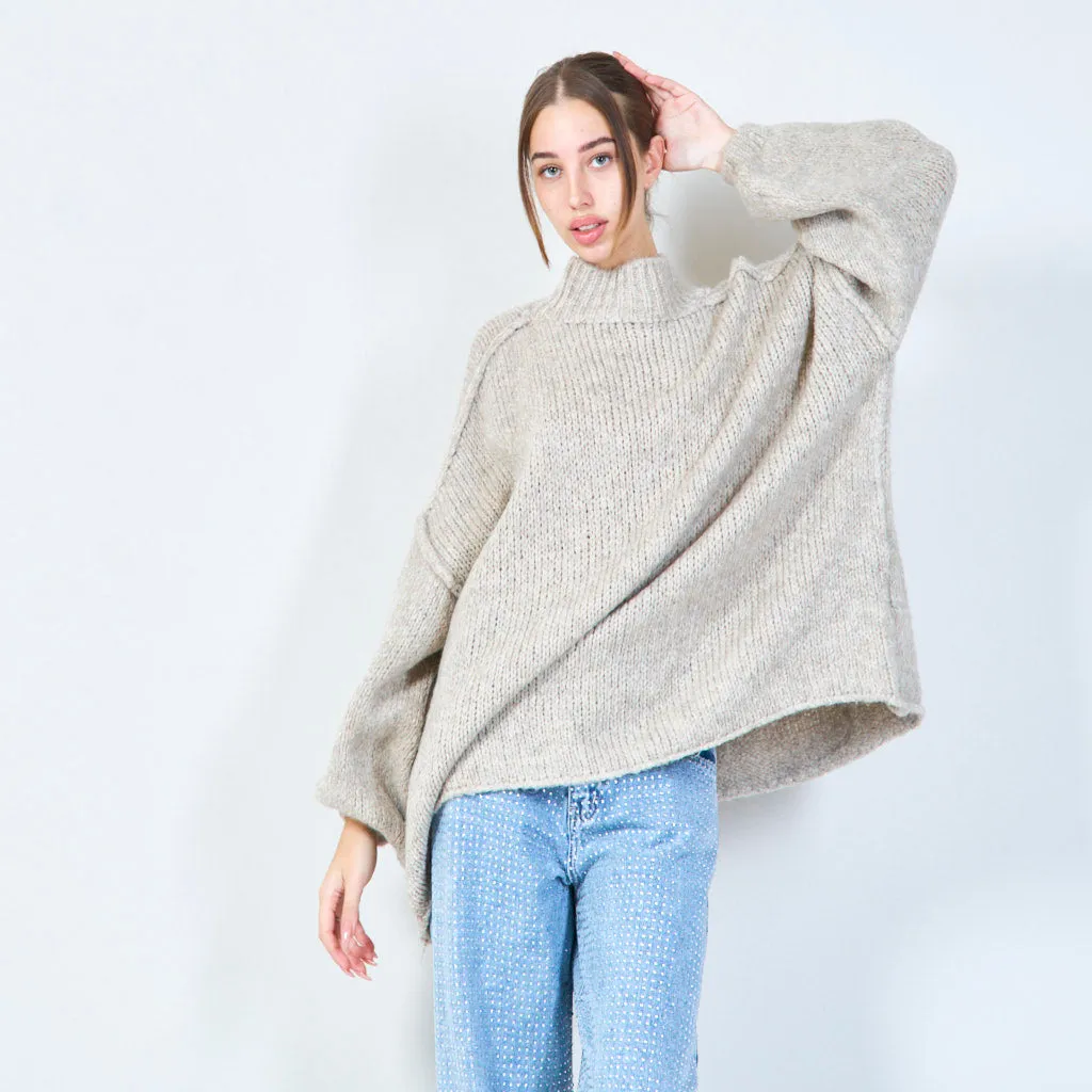 Oversized chunky knit poncho wholesale