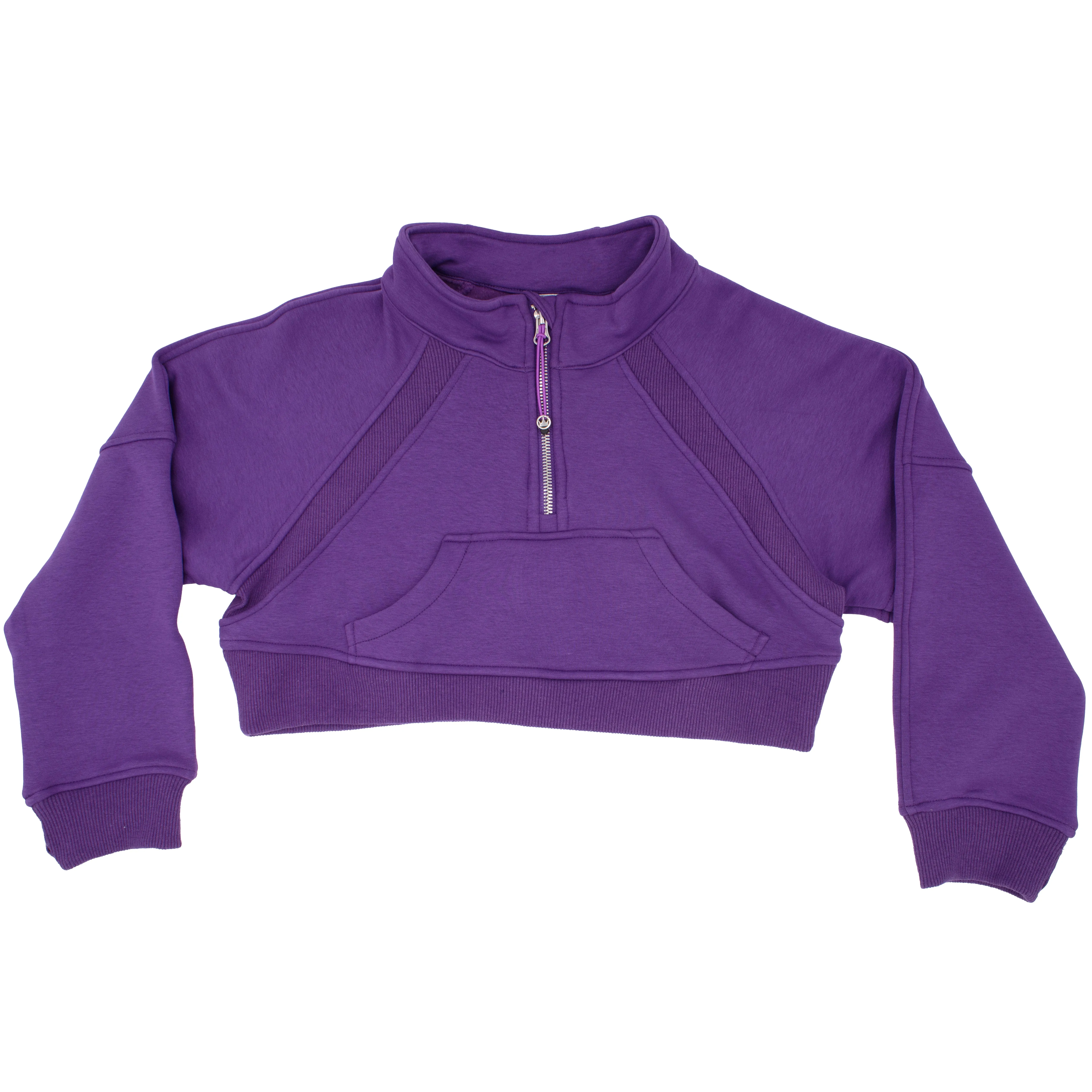 Oversized Cropped 1/4 Zip Sweatshirt in Purple