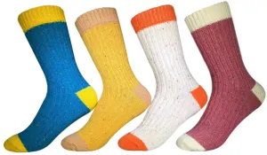 Pastel Wool, 4 Pairs Cute Cozy Warm Wool Women Crew Socks