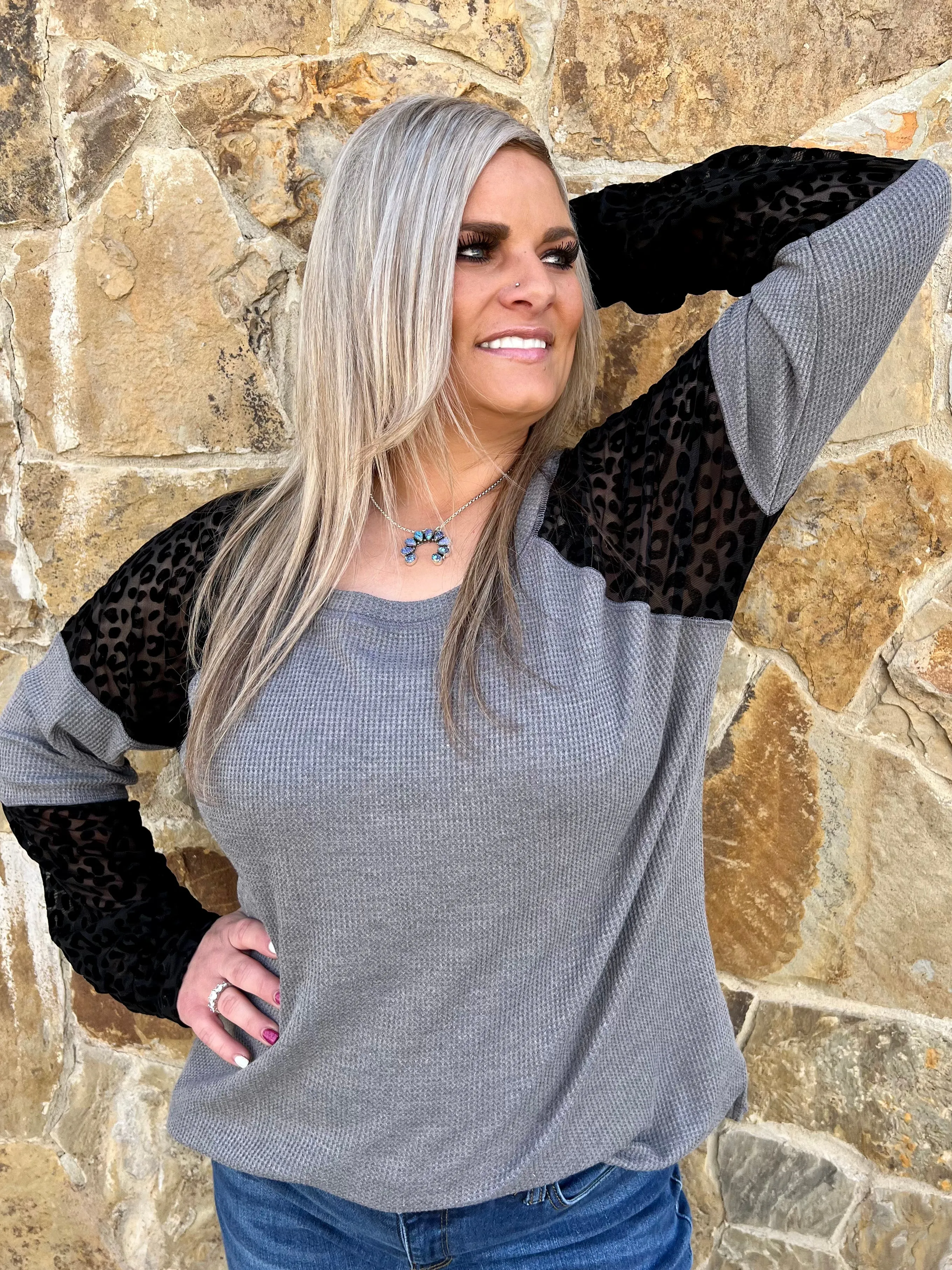 PLUS Sheerly Leopard Thermal Top-2 colors