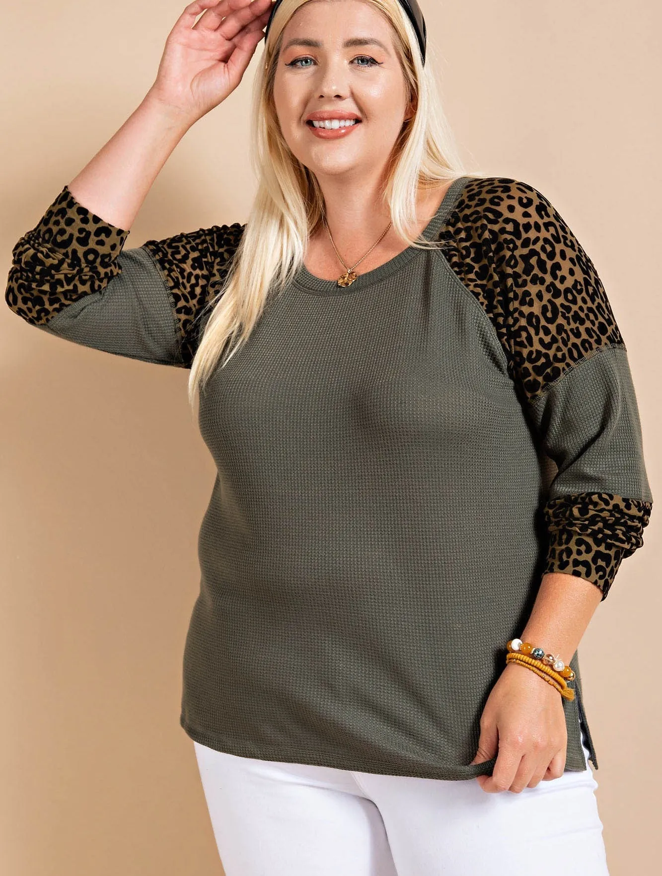 PLUS Sheerly Leopard Thermal Top-2 colors