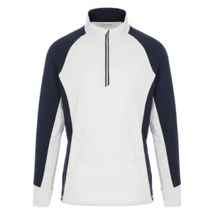 ProQuip Pro-Tech Comfort Stretch 1/4 Zip Midlayer Pullover Top - White / Navy