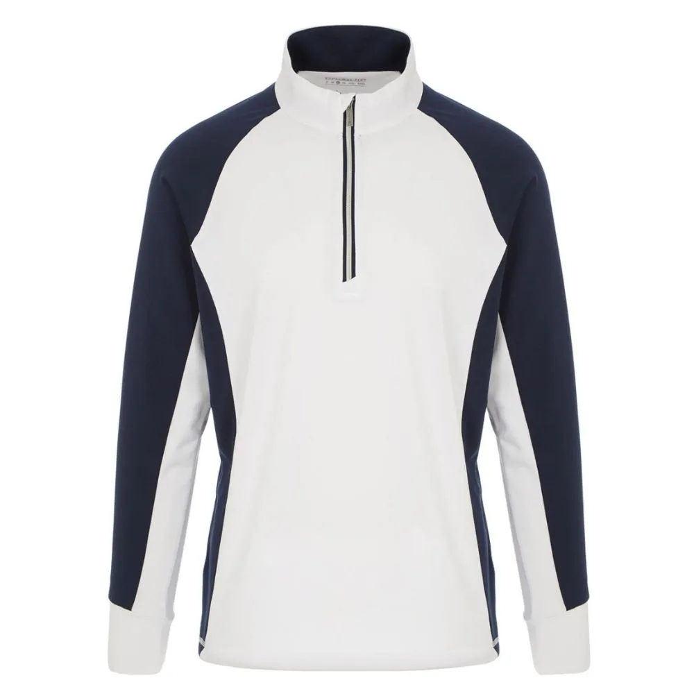 ProQuip Pro-Tech Comfort Stretch 1/4 Zip Midlayer Pullover Top - White / Navy