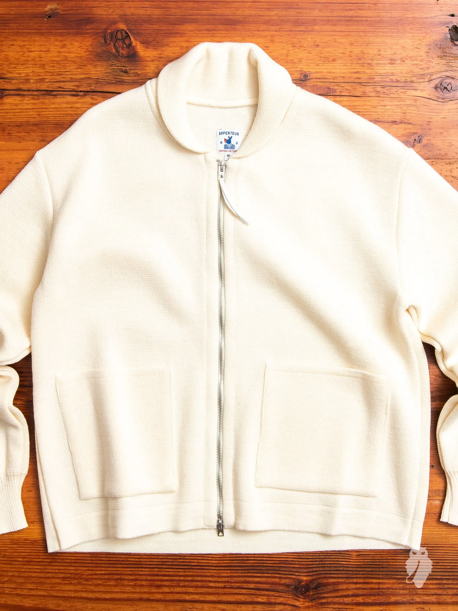 "Roscoff" Shawl Zip Sweater in Cream