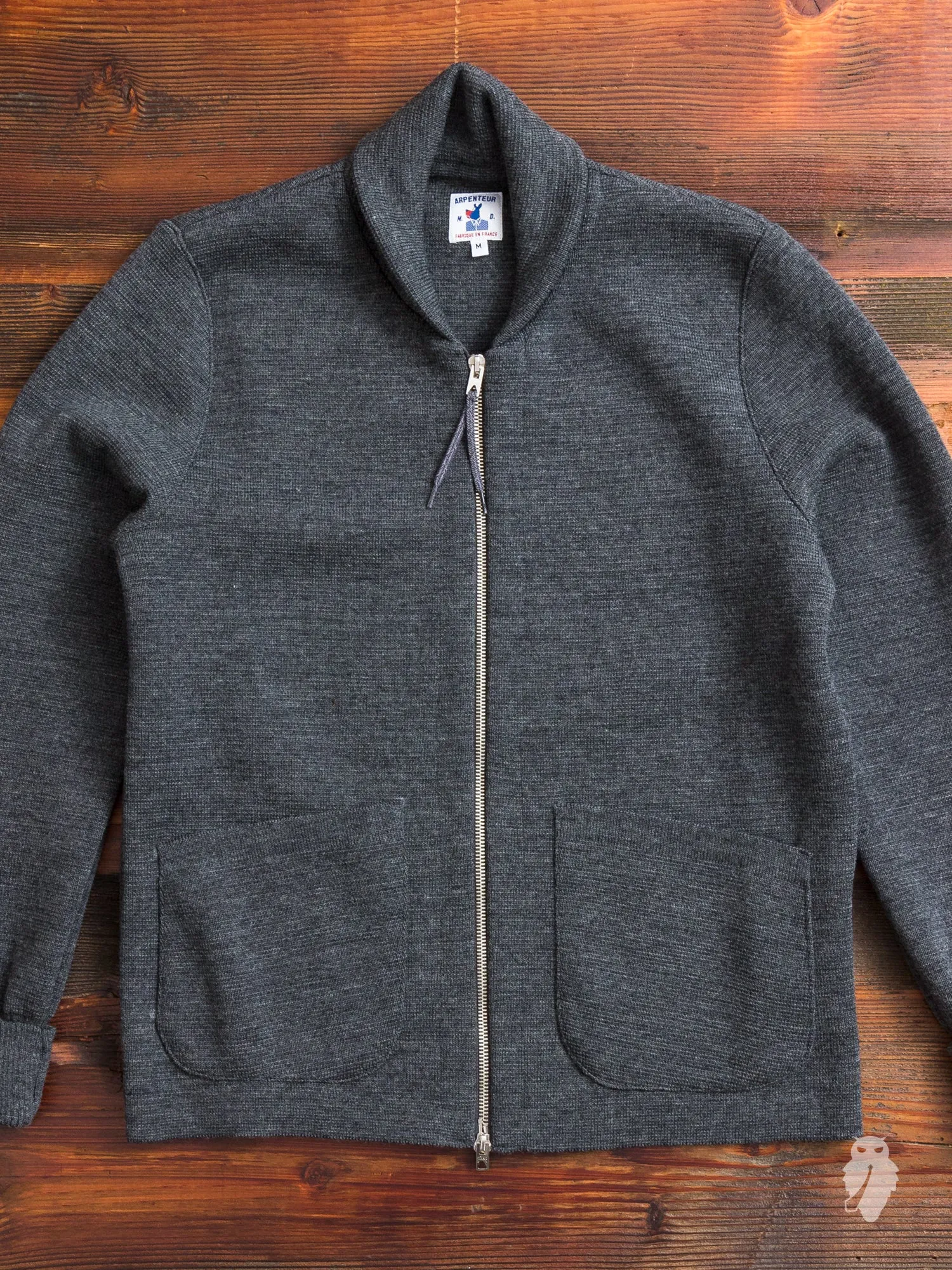 "Roscoff" Shawl Zip Sweater in Grey