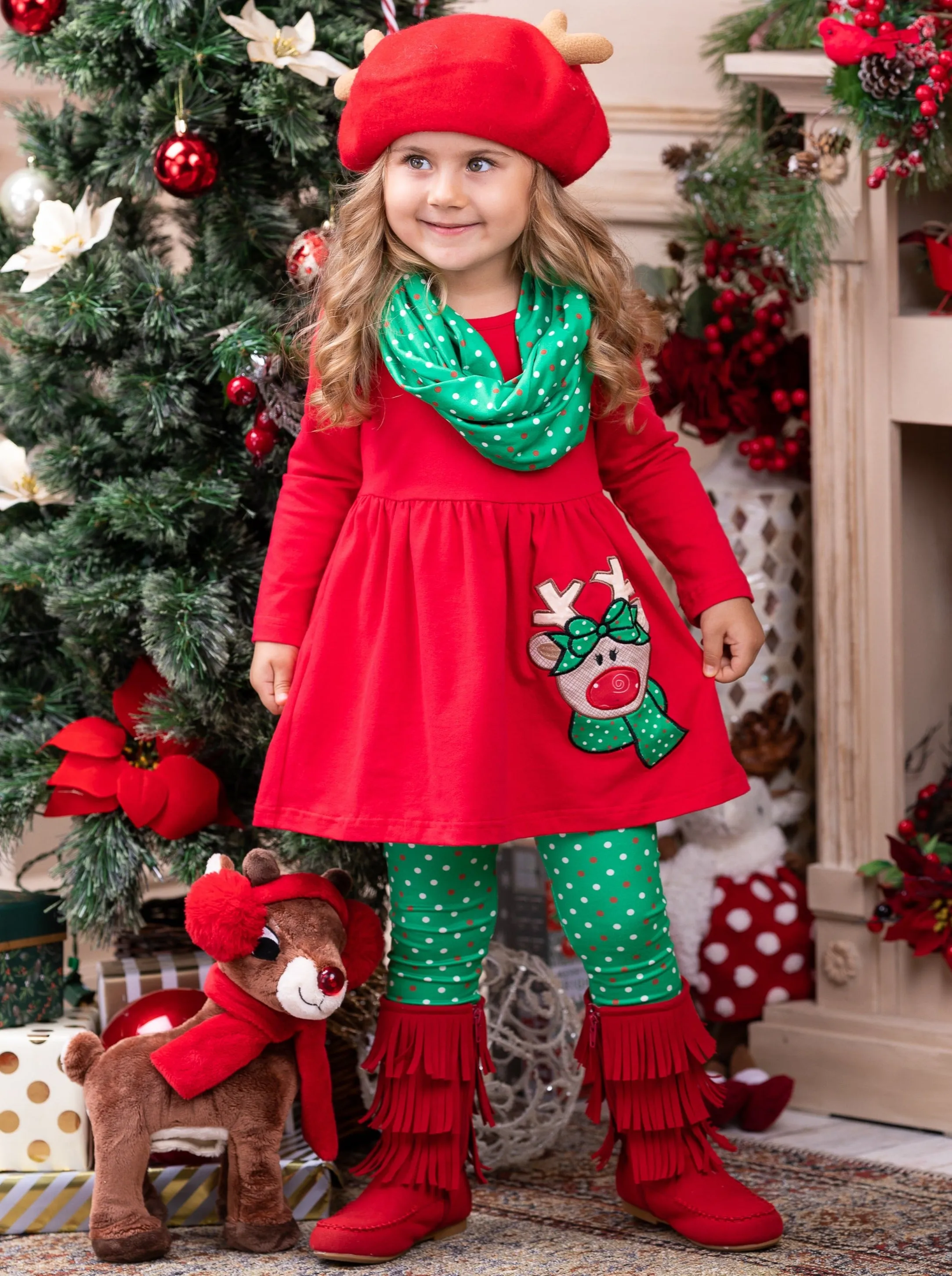 Reindeer Games Tunic, Scarf, and Legging Set