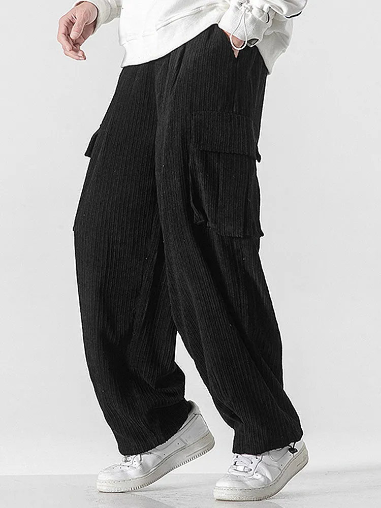 Relaxed Fit Drawcord Hem Corduroy Cargo Pants