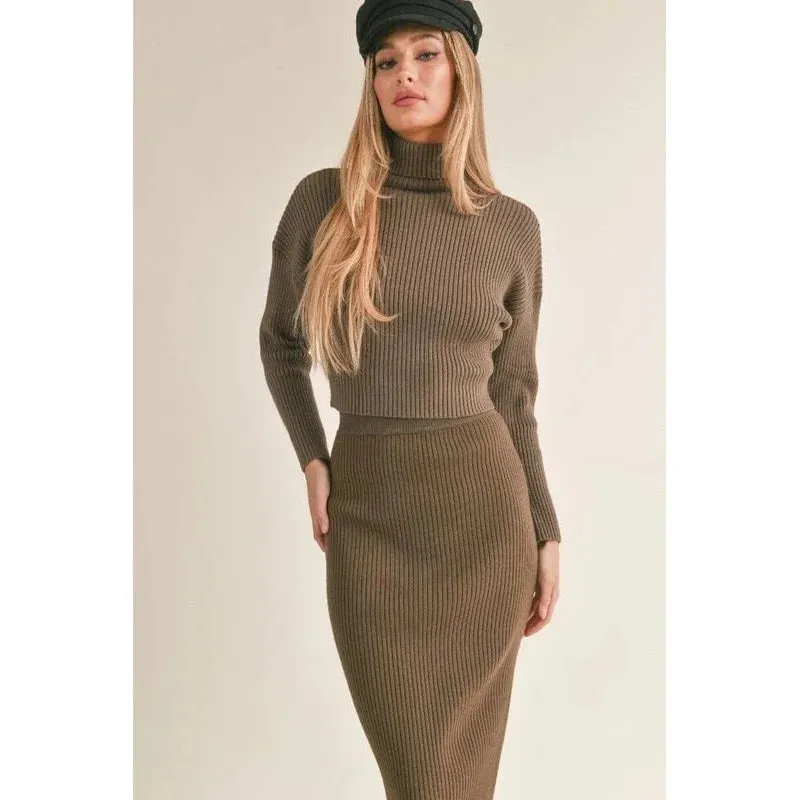 SAGE THE LABEL - Kalli Side Slit Sweater Midi Skirt