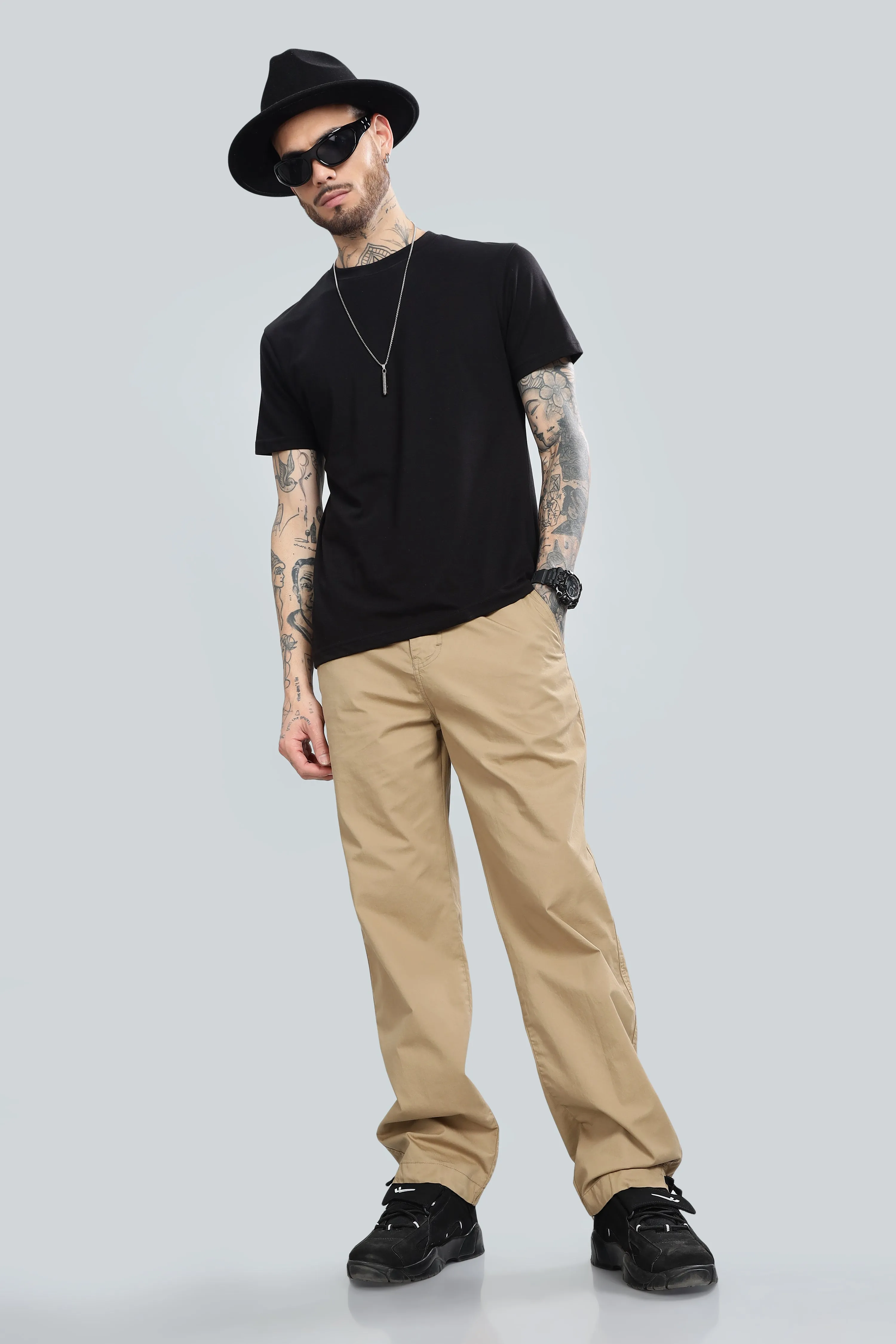 SAINTJONES BEIGE STRAIGHT PANTS.