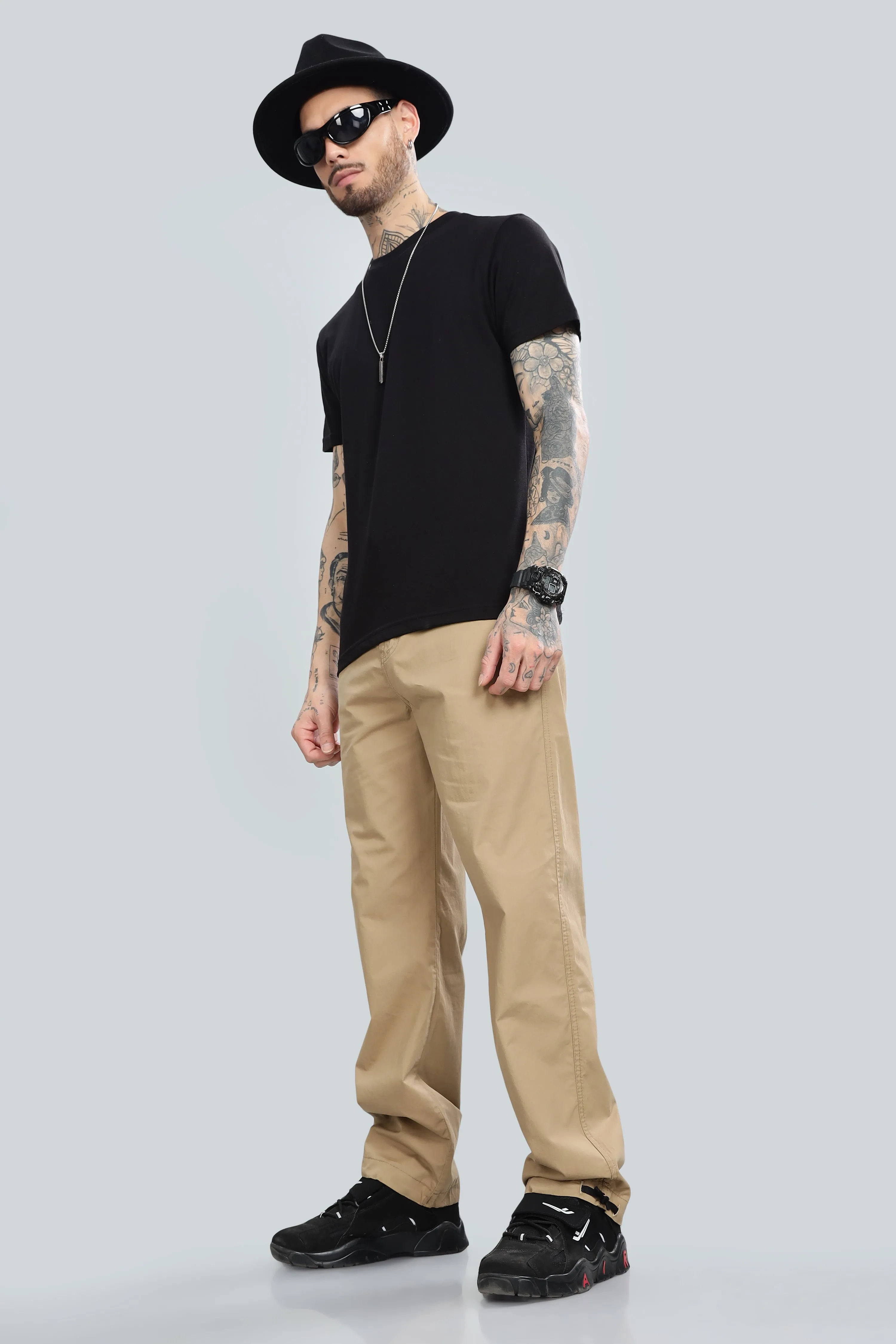 SAINTJONES BEIGE STRAIGHT PANTS.