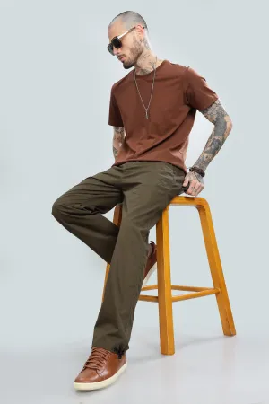 SAINTJONES BROWN STRAIGHT PANTS.