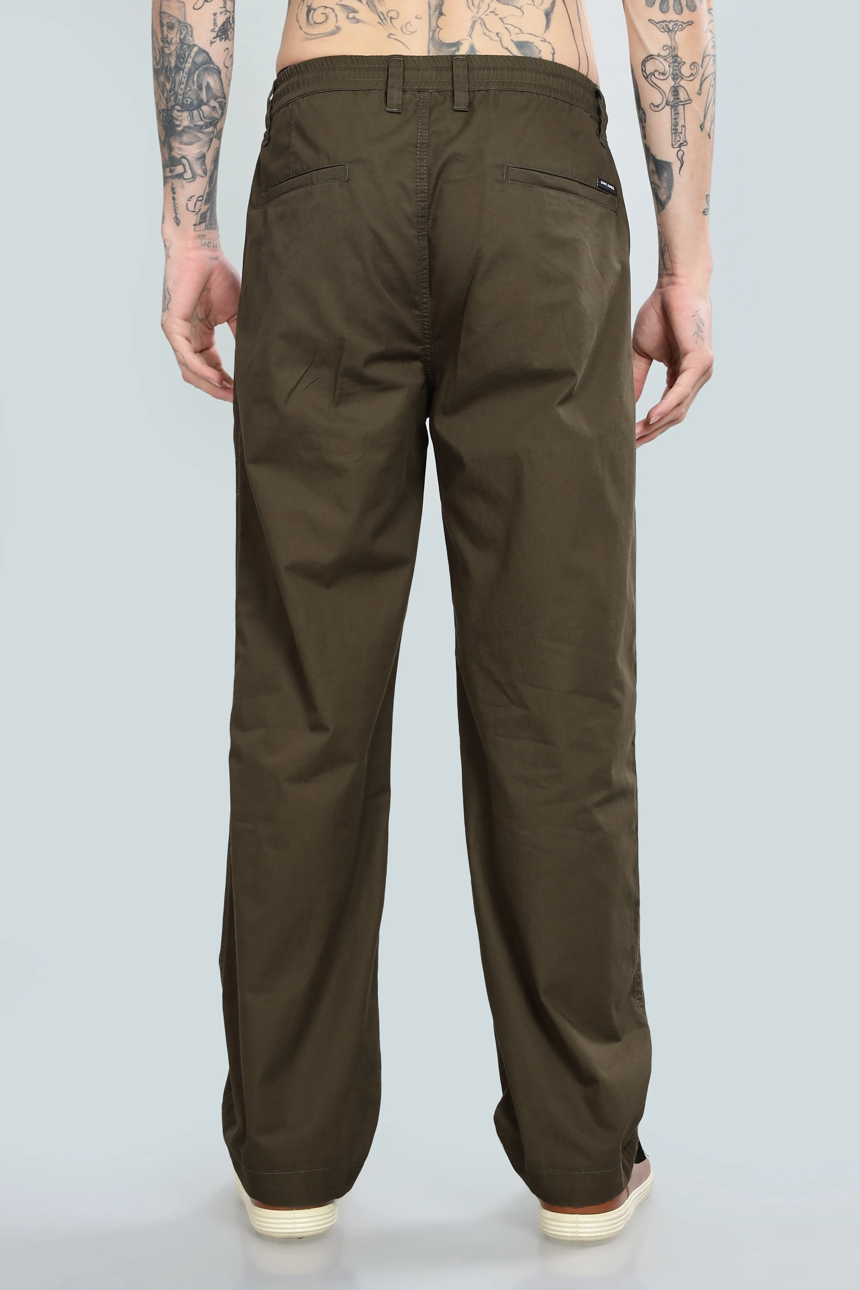 SAINTJONES BROWN STRAIGHT PANTS.