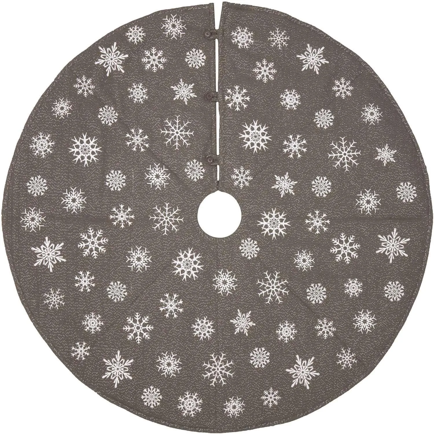 Snowflake Burlap Grey Christmas Tree Skirt 48 VHC Brands