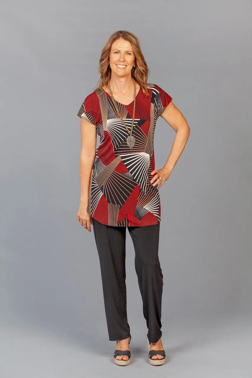 Spiral Print Jersey Knit Tunic Top