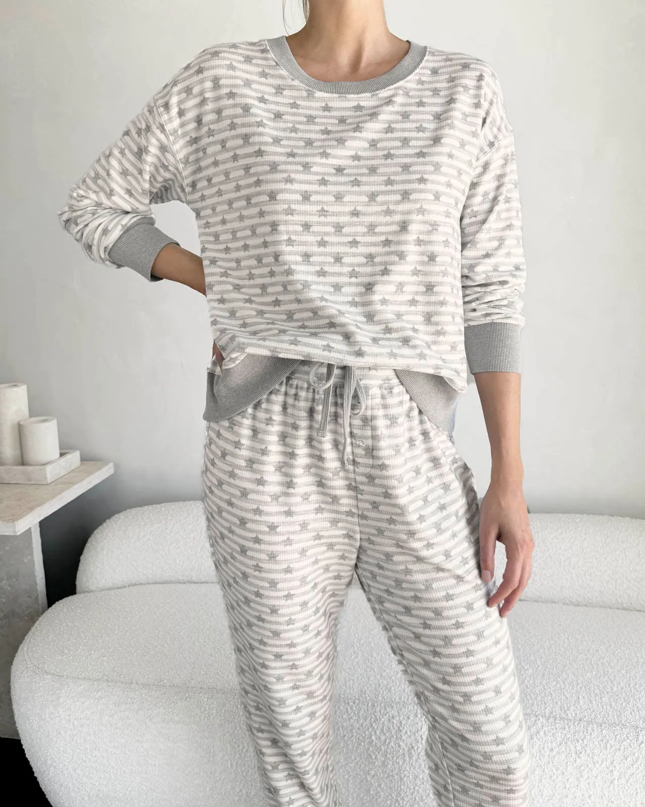 Star Stripe Marna Waffle Thermal PJ Set