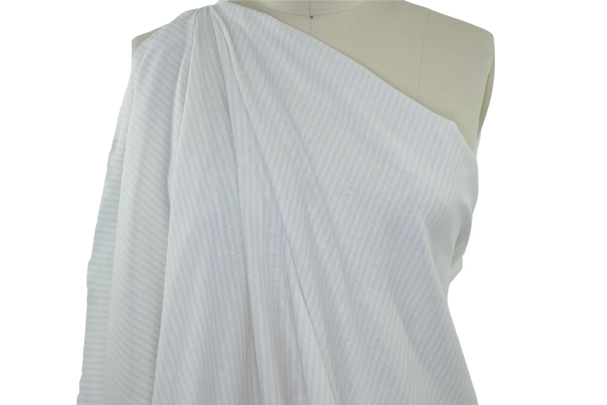 Striped Handkerchief Linen - Ecru/White