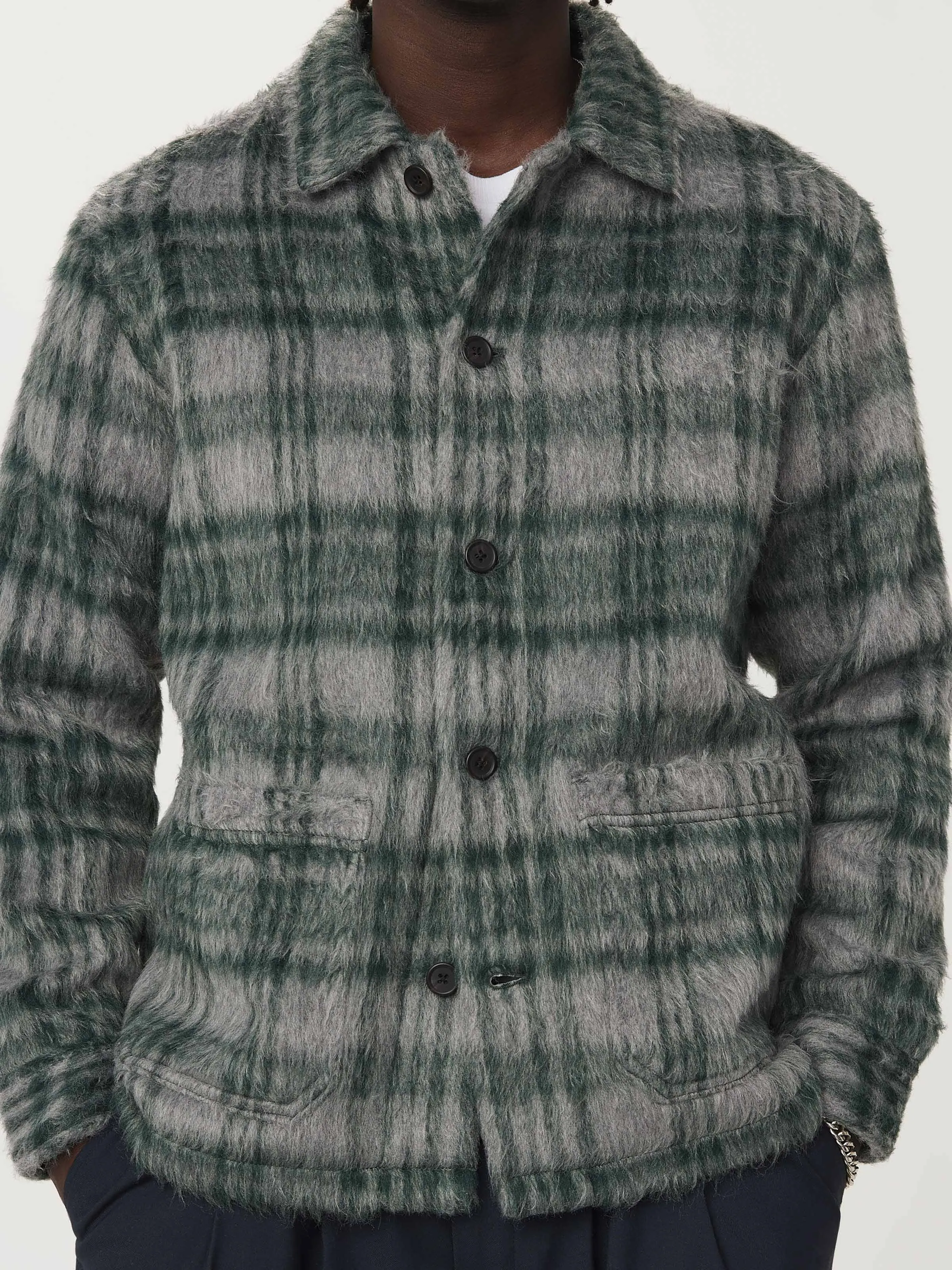 The Fuzzy Overshirt in Forest Green