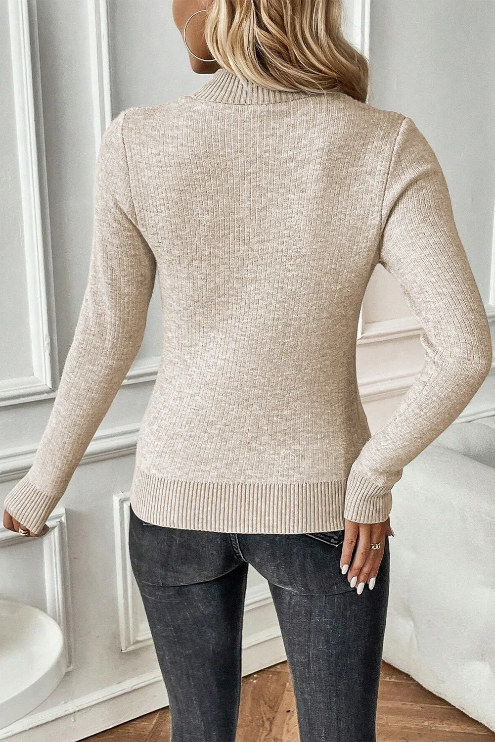 Thermal Lined Ribbed Knit Sweater