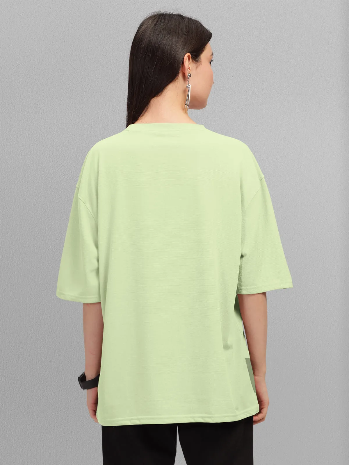 Trendy Green Printed Oversized T-shirt for Women