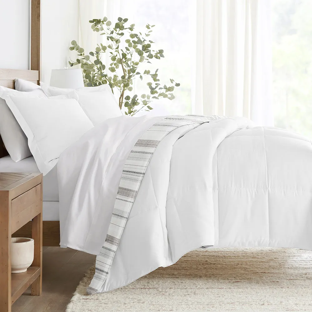 Vertical Stripe Reversible Down-Alternative Comforter Set