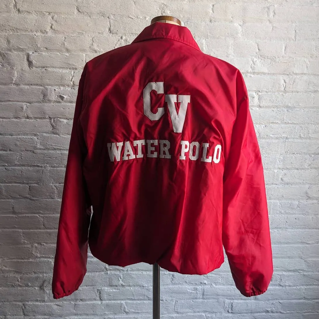 Vintage Red Varsity Windbreaker Jacket Shaggy Thermal Embroidered Coat Shacket