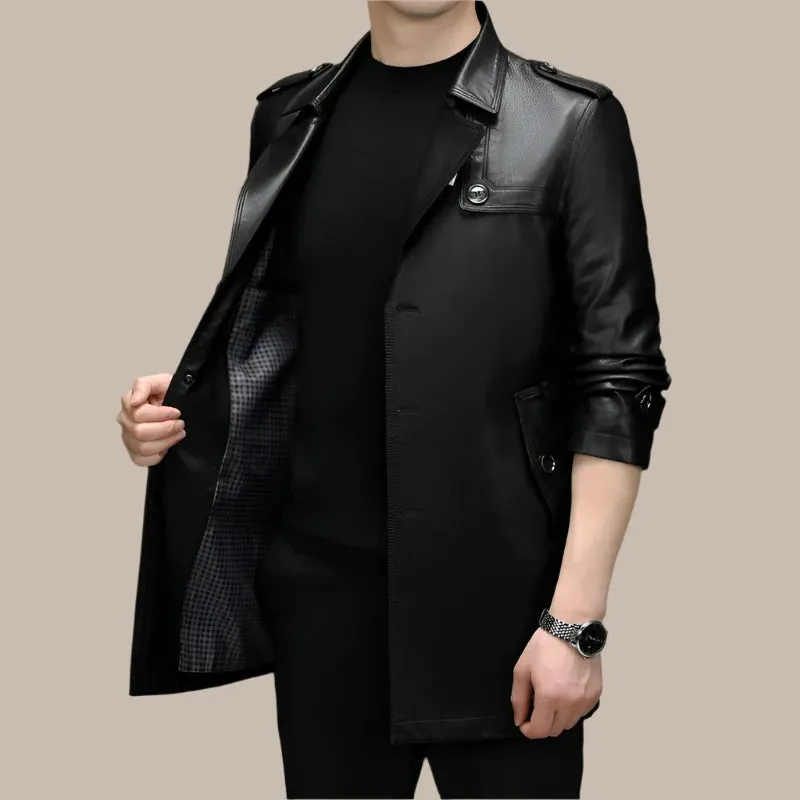 Waterproof Winter PU Leather Trench