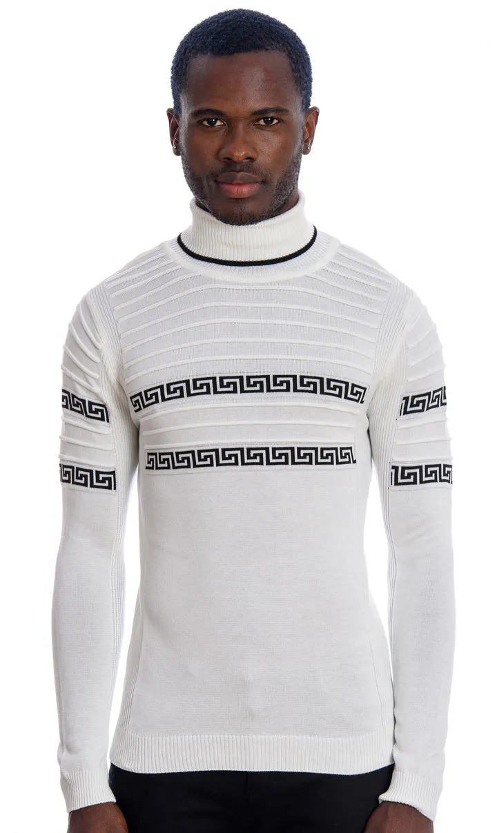 White Turtleneck With Black Design