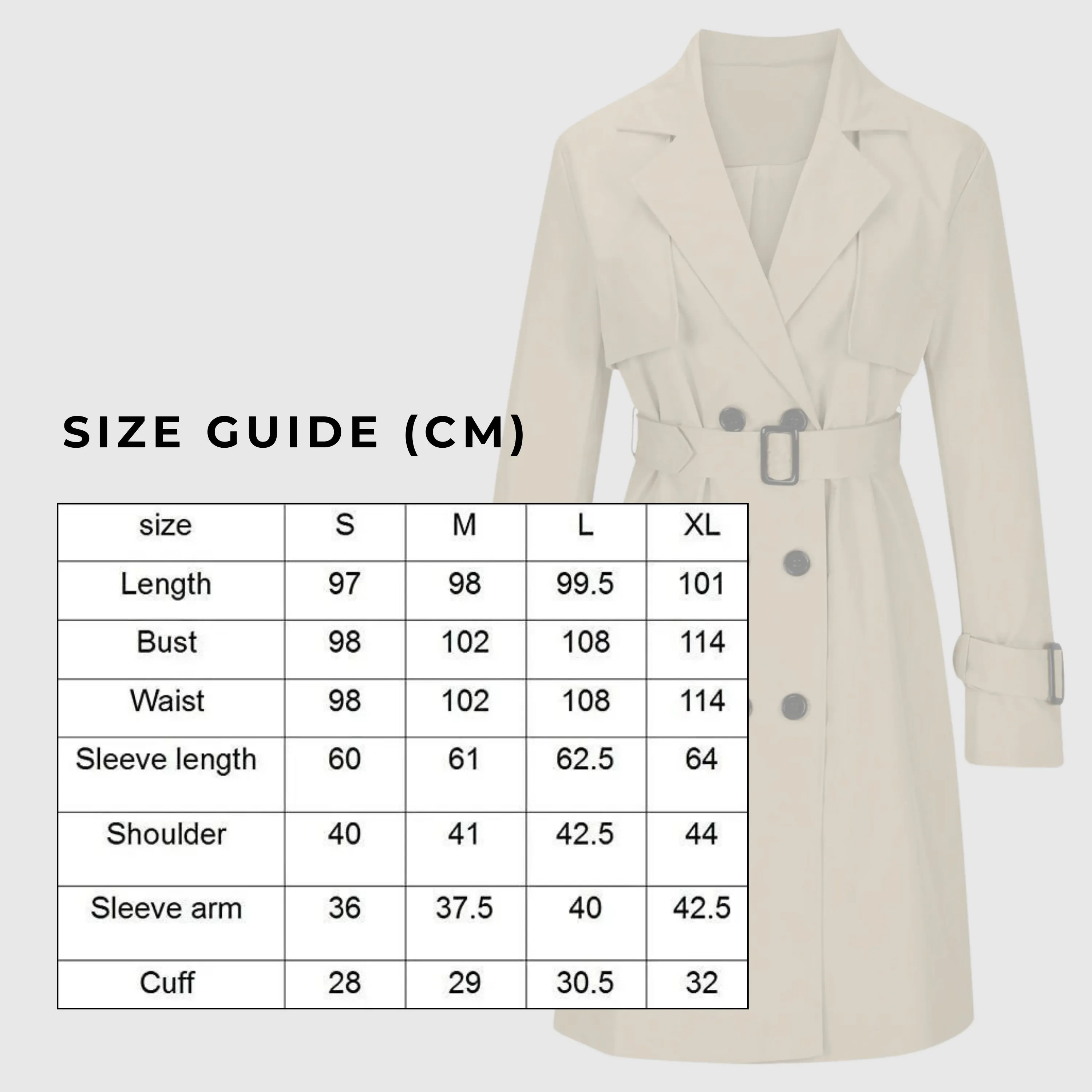 Women's Casual Double Breasted Trench Coat