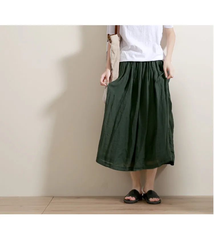 Women's Skirts Summer Linen Skirt  GU98403